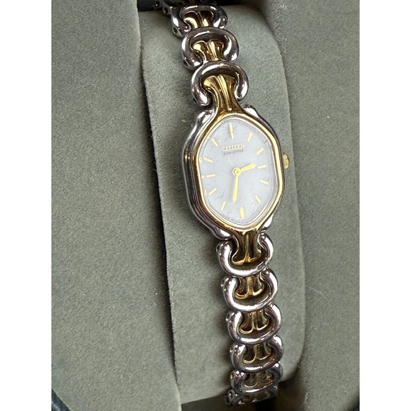 Citizen Eco-Drive Womens Two Tone Watch B023-K005855 Horseshoe Link Bracelet - Picture 6 of 6